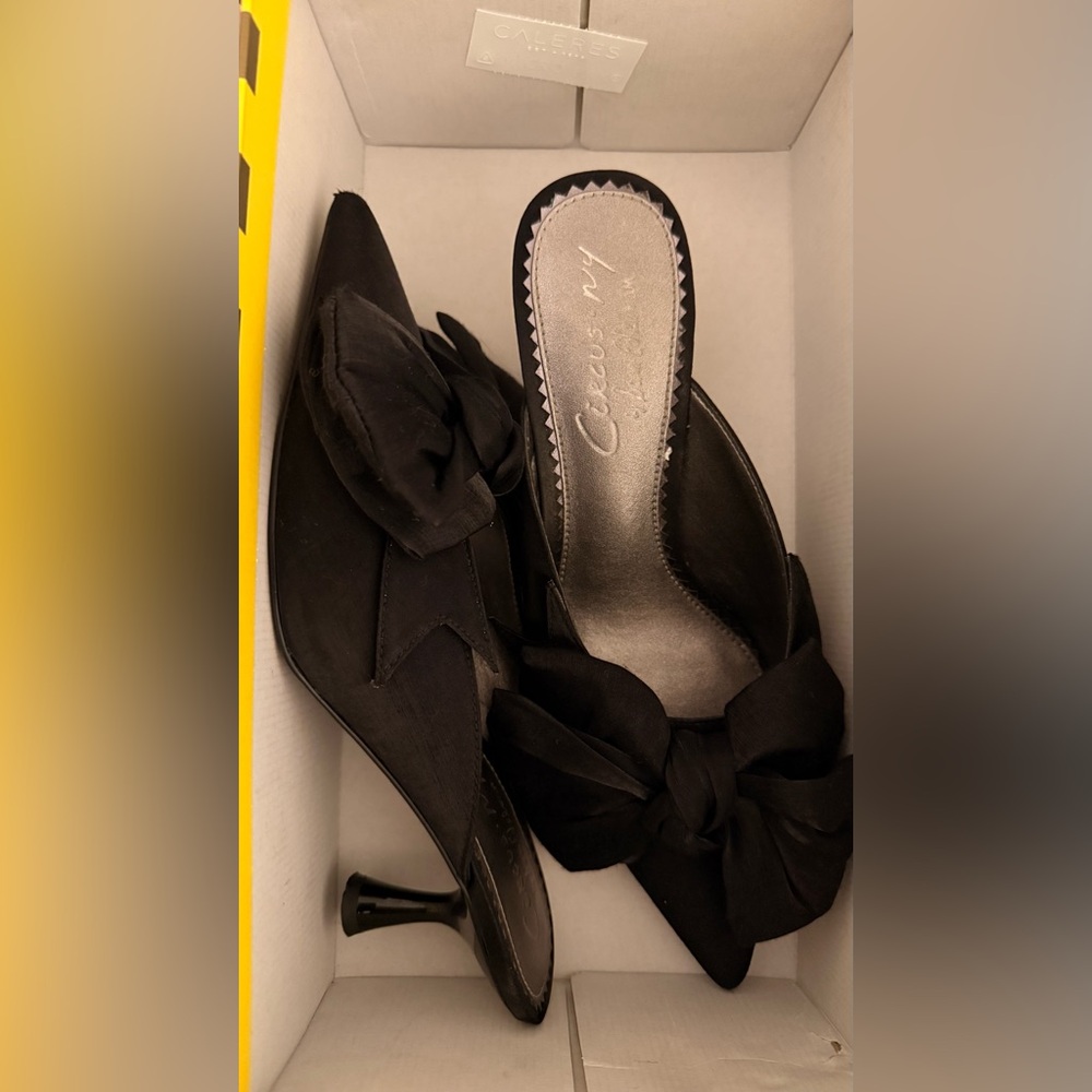 Circus by Sam Edelman Black Bow Mule Heels